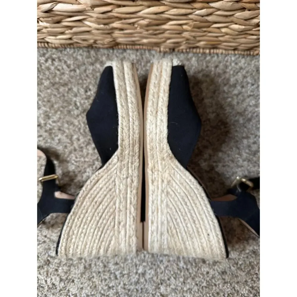 Time and Tru black wedge espadrille 10 641